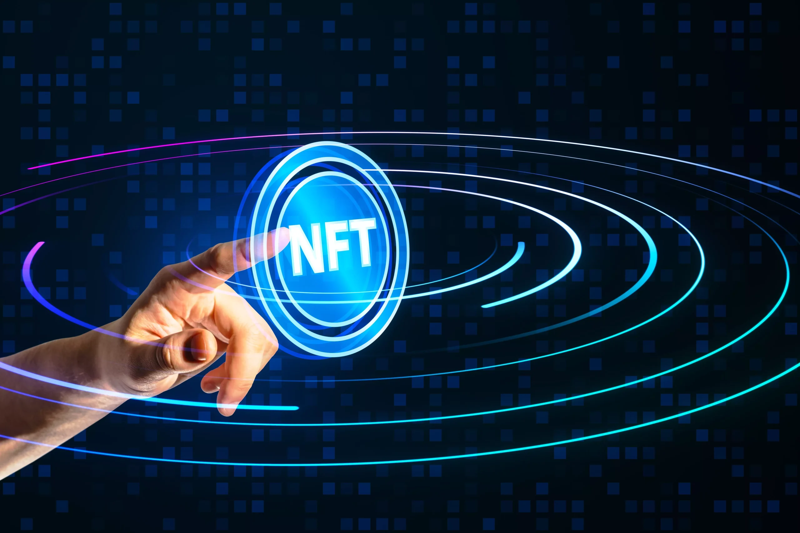NFT，一隻手指向NFT